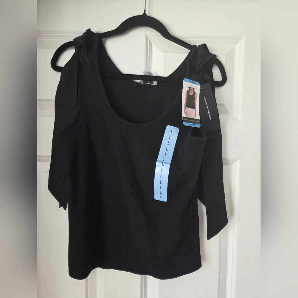 French Connection Black Sleeveless Size Large Top